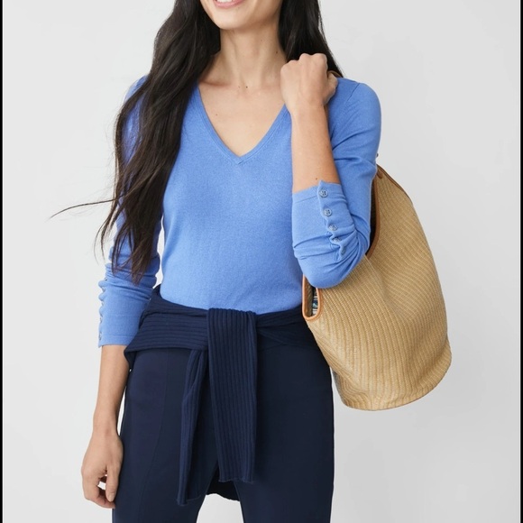 J. McLaughlin Marnie Women’s Sweater Blue V-Neck Long Sleeves Sz XL - Picture 2 of 13